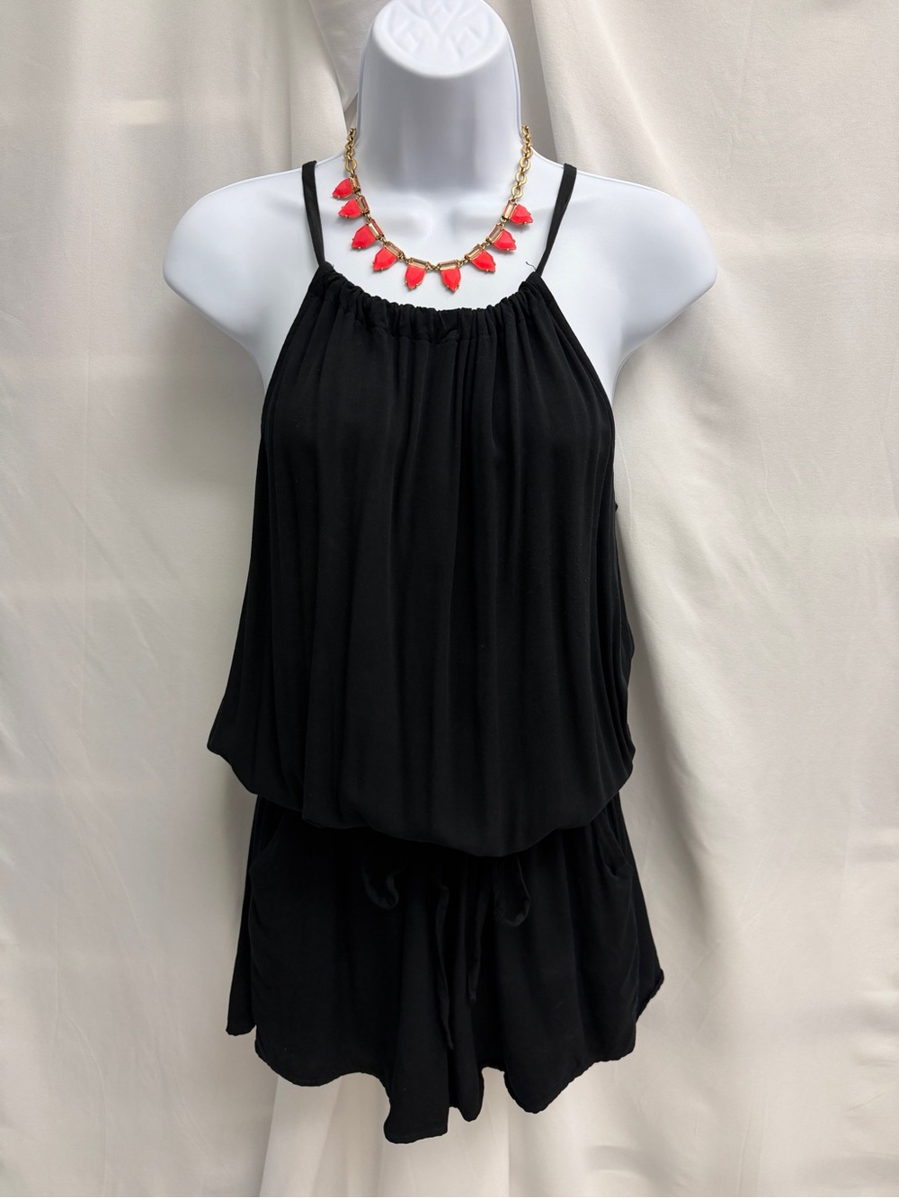 Old Navy Solid Black Halter Neck Romper - Size M